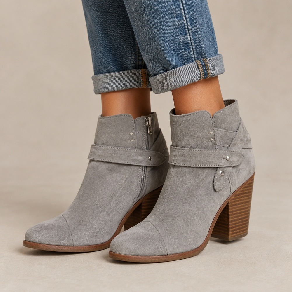 Rag & Bone Harrow Gray Suede Ankle Boots Booties Womens EU40 US 9-9.5